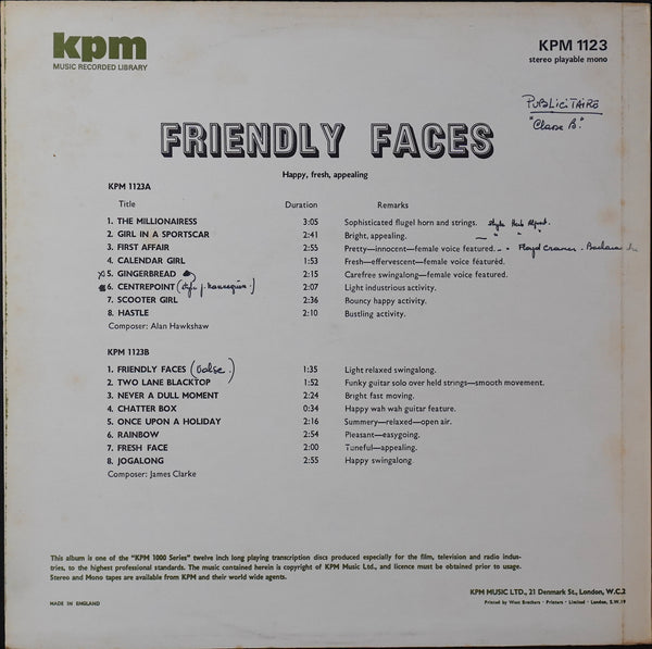 Alan Hawkshaw / James Clarke - Friendly Faces (LP)